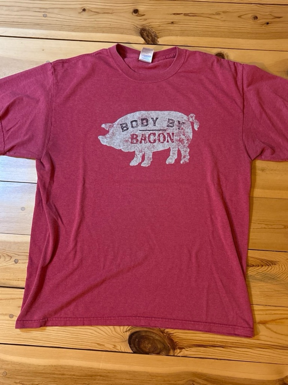 Gildan Red 'Body By Bacon' Graphic Tee
